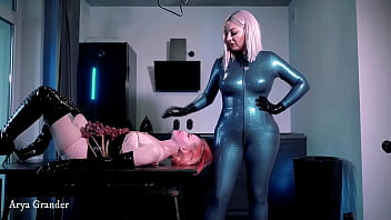 Preview 3 of New Kim K Video - sexual erotic fun strap-on lesbian latex pleasure - Arya Grander