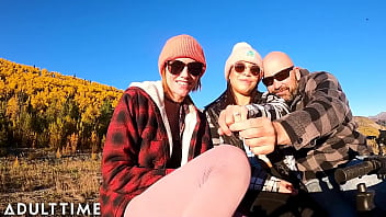 Preview 1 of Sunny Leone Youporn Video In Hd - ADULT TIME -  POV Hot Polyamorous Throuple Has Threesome In The Woods