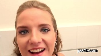 Preview 1 of Real Mother Her Son Lover - Exceptional sex kitten gets her narrow slit entire of warm piss and splatters