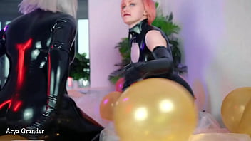 Preview 2 of India Number 1 Bf - Air Balloon Looner Hot Fetish 2 Lesbians in tight shiny rubber clothes having fun - Arya Grander