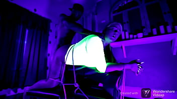 Preview 2 of Man Tied Teased Nipples - Fucking under neon lights