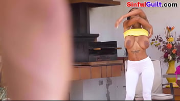 Preview 1 of Pnoonm Pandy - Big aureolas nubian beauty strips and gets nailed