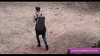Preview 1 of Touche Bus Vedio X - Adventurous hot lesbian teens Aiden Ashley,  Abigail Mac go hiking in the woods and kiss in their tent very tender
