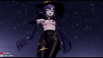 Preview 2 of Barefoot Blowjobs - 【MMD R18】 WiggleWiggle Mona Ganyu Genshin Impact MMD by Rika Mizuno