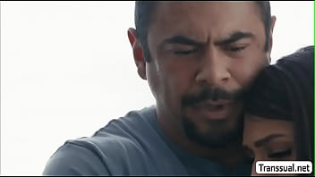 Preview 2 of Hollywood Flim Sexy Videos - TS Khloe tries sucking Daddys big boner