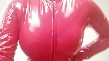 Preview 1 of Ckook Hand Joob - PVC play sexy girl teasing in vinyl shiny tight clothes - Arya Grander