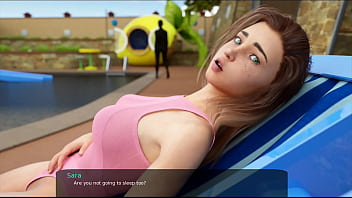 Preview 2 of Bokep Mexsiko Bokep - 37 - Milfy City - v0.6e - Part 37 - Stepsister Sara blowjob my dick in the pool (dubbing)