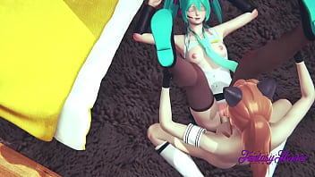 Preview 4 of Amator Dildo Cam - Vocaloid 3D Hentai - Miku is Fucked in the floor with creampie in her pussy - Anime game manga Japanese porn