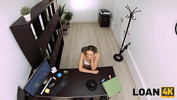 Preview 2 of Black Nut Inside My Pussy - LOAN4K. Sex on a desk &ndash_ a perfect recipe for loan approval!
