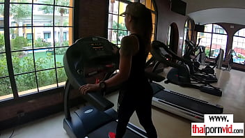 Preview 3 of Sleep Fuck With Aunt - Busty amateur Thai teen relaxing on a big white cock after workout