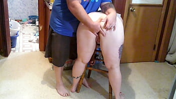 Preview 2 of Arab Noha - Bent over in the kitchen with a spatula shoved in pinky