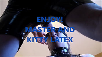 Preview 1 of Amatrur Share Wife - black on black latex pissing and cum shot