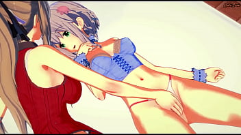 Preview 1 of Asian Clit Massage - Isuzu Sento and Muse have romantic lesbian sex before using a strapon - Amagi Brilliant Park Hentai.