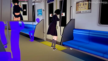Preview 1 of Dirty Family Movies - Horny Fubuki masturbates in the train (One Punch Man)