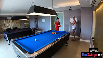 Preview 1 of America 18 Yar Old Girl - After playing billiard perverted Asian teen sucked dirty boyfriends dick