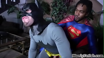 Preview 3 of Bloody Blood Com - Hung black superman barebacking batman after getting blown
