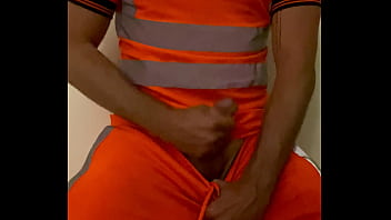 Preview 2 of Telugu Romance Andsex - high viz worker jerks off and cums