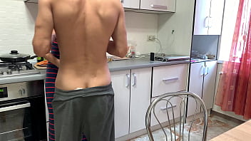 Preview 1 of Tol Big - Real russian sex of a beautiful couple in the kitchen,  cum on ass