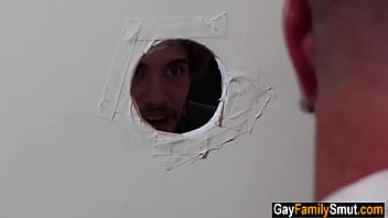 Preview 4 of Uk Milf Ffm - Stepson finds out stepdad visits glory hole