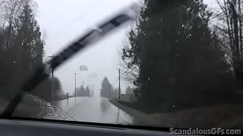 Preview 2 of Brunette Blows Grandpa On Couch - Sexy GF Shows Off Her Pussy In The Car