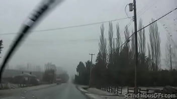 Preview 4 of Brunette Blows Grandpa On Couch - Sexy GF Shows Off Her Pussy In The Car