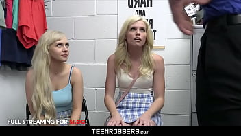 Preview 1 of Sexy Ebony Big Tits - Creepy Guard Looking an Excuse to Fucks Two Hot Teenies  - Teenrobbers.com
