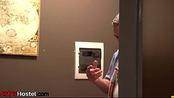 Preview 2 of Shane Diesel Spit In Guys Mouth - Hostel amateur babes take turns riding hostel owners cock