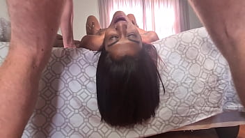 Preview 1 of Squeeze Husband Balls - Indian girl gets a hardcore throat fucking | interracial deepthroat