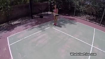 Preview 1 of Kirschley Swoon Porn - Sucked by a broke babe at the tennis court