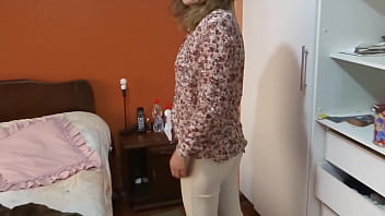 Preview 1 of Hot Sexy Teen - Latin erotically exhibits herself in front of her stepson and asks him to masturbate,  she wants him to cum on her hairy pussy