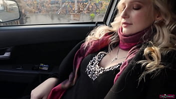 Preview 1 of Mom Injured Son Benefit Fucking - Horny teen girl masturbates her pussy in public in the car!