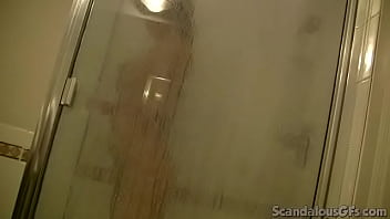 Preview 3 of Big Black Guy With Chinese - Sexy Big Titted Chick Recorded Inside Shower By BF