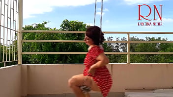 Preview 3 of Kristie Rocha - Cute housewife has fun without panties on the swing. Slut swings and shows her perfect pussy. c1