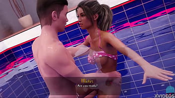 Preview 4 of Sanilane Xxxvideo - BEING A DIK #128 &bull_ Josy riding a big dick at the pool
