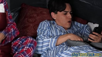 Preview 2 of 18 Years Hindi Sex Video - Bigtitted MILF spitroasted by lil guys in threeway