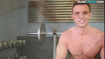 Preview 2 of Mistress Wank Tied Up Slave - Muscled gym amateur gently masturbating in solo scene