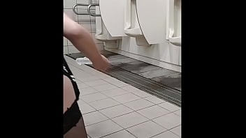 Preview 1 of Old Muscle Uncle Force And Fuck - Taiwan crossdresser playing dildo and cum in public toilet