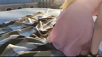 Preview 2 of Sex Motel - Blowjob on the roof of the house