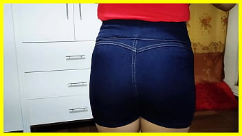 Preview 4 of Ddf Bf - Hermanastro Mira como me Queda Mi Nuevo Short Jeans - Mi Hermanastra Caliente me muestra su Short Jeans Porque Quiere Que La Folle