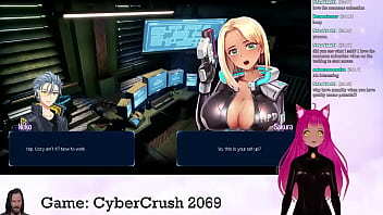 Preview 1 of Chica Mostrando Las Bragas - VTuber LewdNeko Plays CyberCrush 2069 Part 1