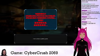 Preview 4 of Chica Mostrando Las Bragas - VTuber LewdNeko Plays CyberCrush 2069 Part 1