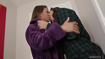 Preview 2 of Granny Shame - Sexy Lesbian Ariel X Kissing Sinn Sage then taking her big hard cocklike strapon