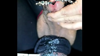 Preview 2 of Public Disgrace Rough - branding peehole and cock head with incense stick burning hot while pig slave is moaning in pain suffering through this urethra torment on the stretched burnt piss slit