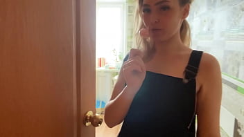 Preview 1 of Boy And Gorl - Charming Lady in Sexy Lingerie Licking Lollipop