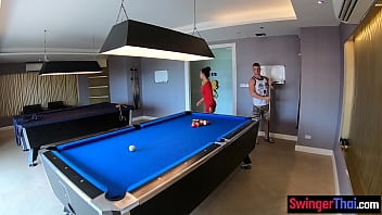 Preview 1 of Facesitting Tube Pissing - Amateur couple plays pool and has passionate sex afterwards