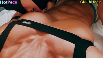 Preview 4 of In The General Store - Hot Big muscle nipple play and muscle worship asian