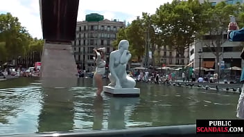 Preview 2 of Hedee Bf - Brunette gets a public group fuck after giving head
