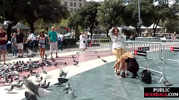 Preview 1 of Hedee Bf - Brunette gets a public group fuck after giving head