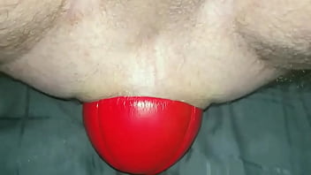 Preview 4 of Monster Sex 3d Toons - Huge 12 cm wide Red Football sliding out of my Ass up close in Slow Motion