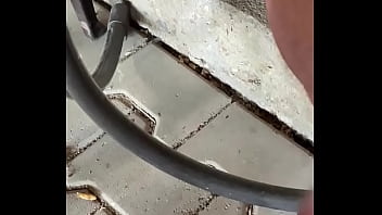 Preview 2 of Asian Gay Virgin - Public beer garden wank and piss in glass